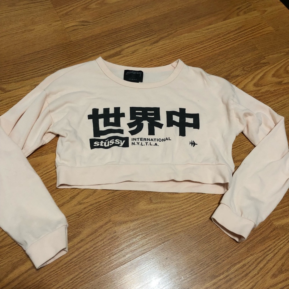 Stussy International Light Pink Crop Sweater